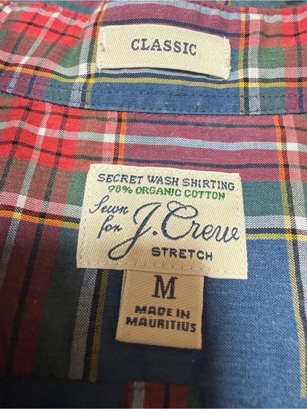 J.CREW Secret Wash Shirt Plaid Size Medium